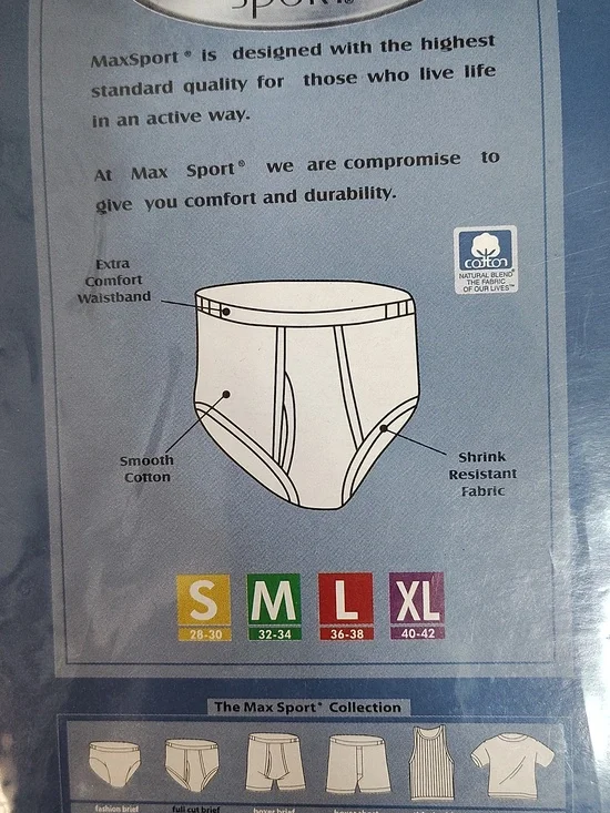 Vtg MAX Sport Men’s White Full-Cut White Briefs - 3 Pack - Size 28-30 - Picture 4 of 8